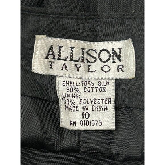 Allison Taylor Womens Black Capris Pants Floral Embroidered Hem Silk Blend Sz 10 - Picture 5 of 9